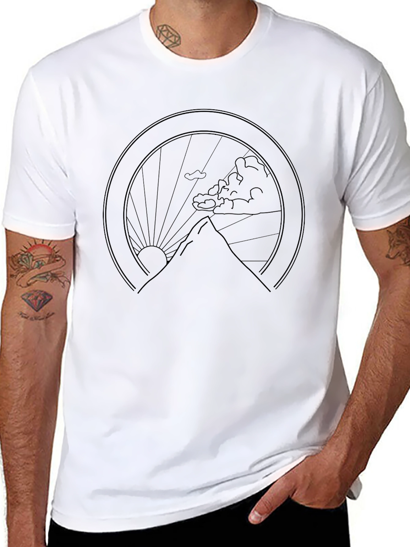 Mountain Scene Graphic Tee - Black