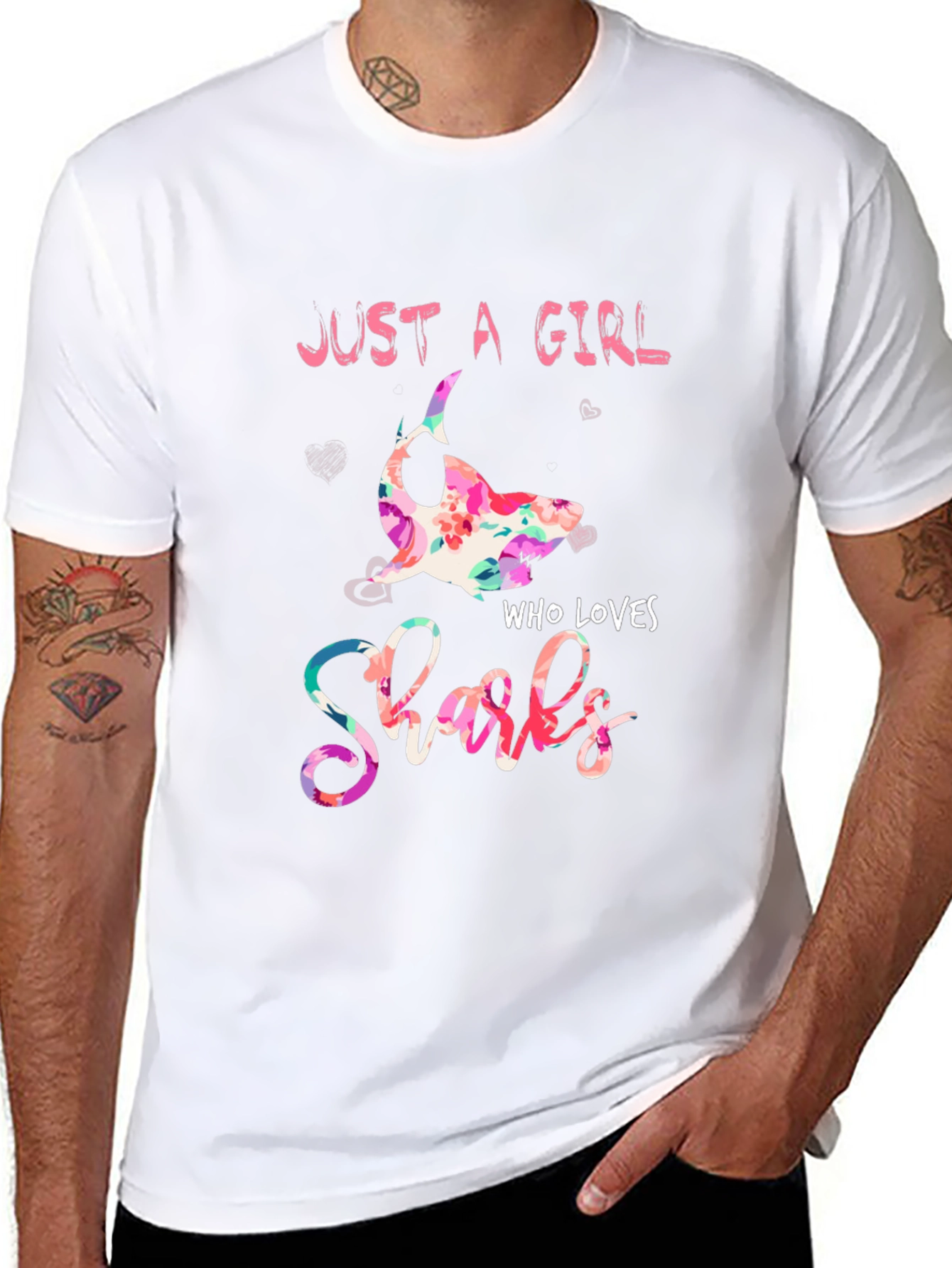 Just A Girl Who Loves Sharks Floral T-Shirt