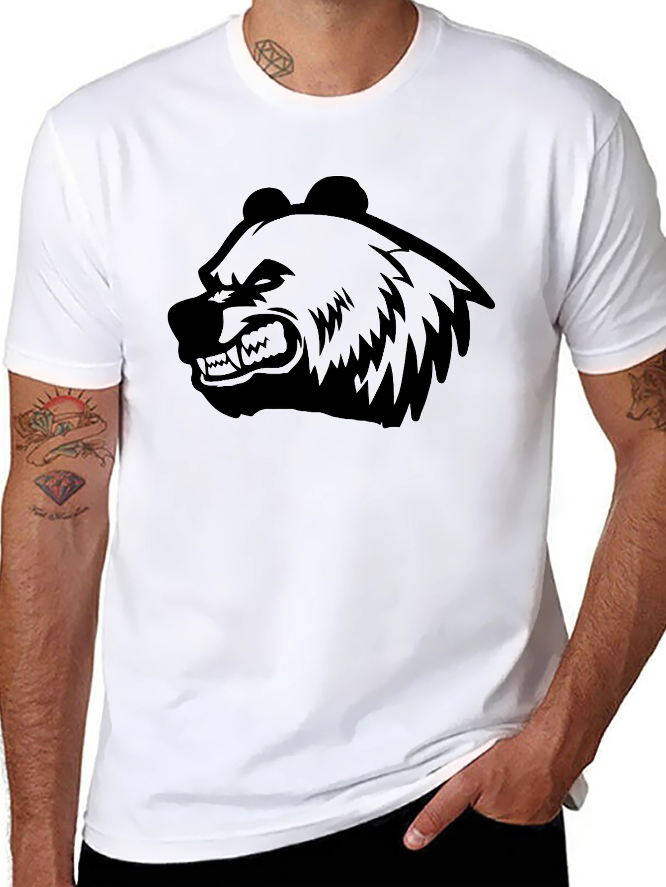 Mens Black Bear Graphic T-Shirt - Fierce Style
