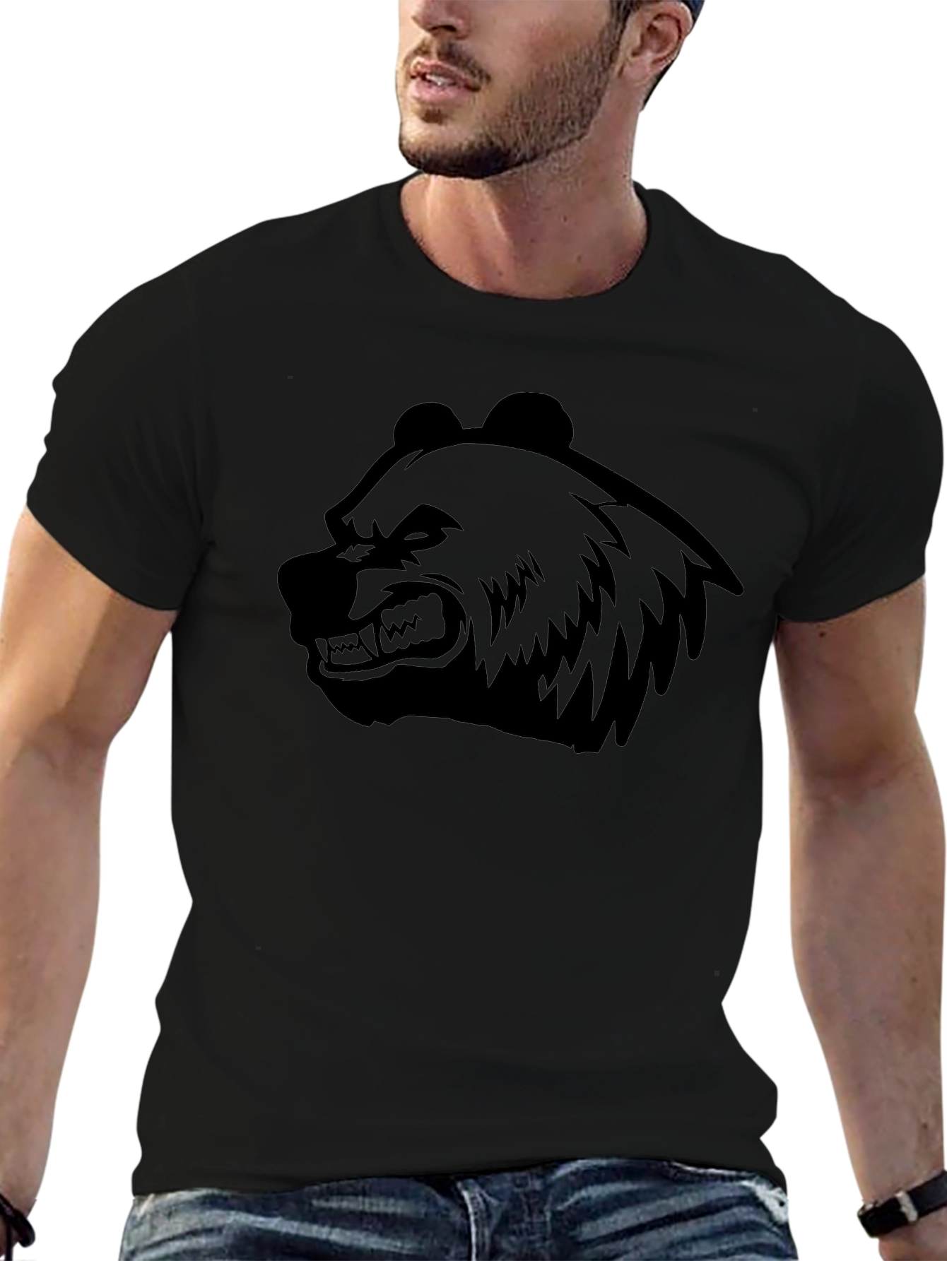 Mens Black Bear Graphic T-Shirt - Fierce Style