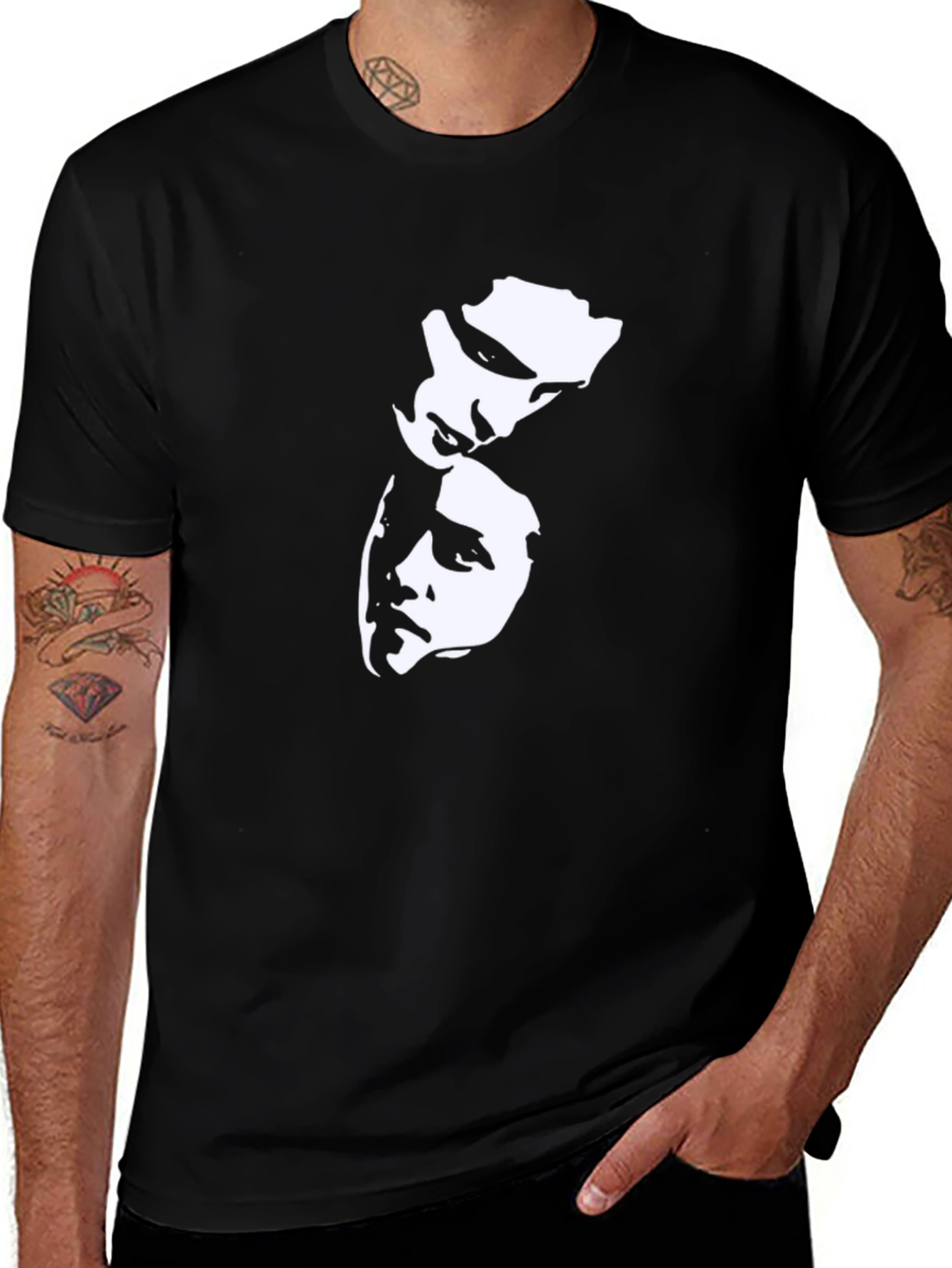 Black Graphic Tee - Dual Face Design
