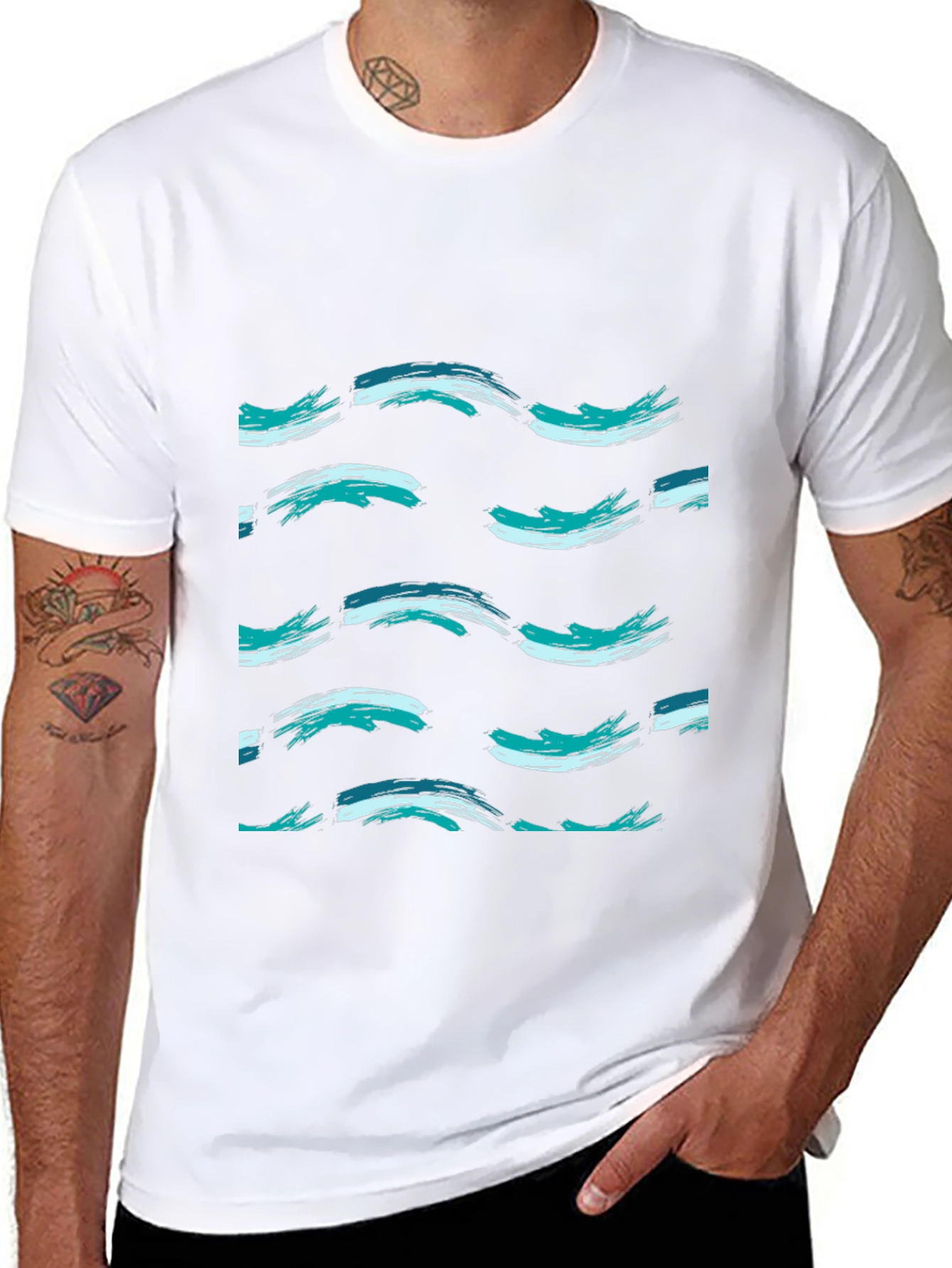 Abstract Wave Pattern Black T-Shirt