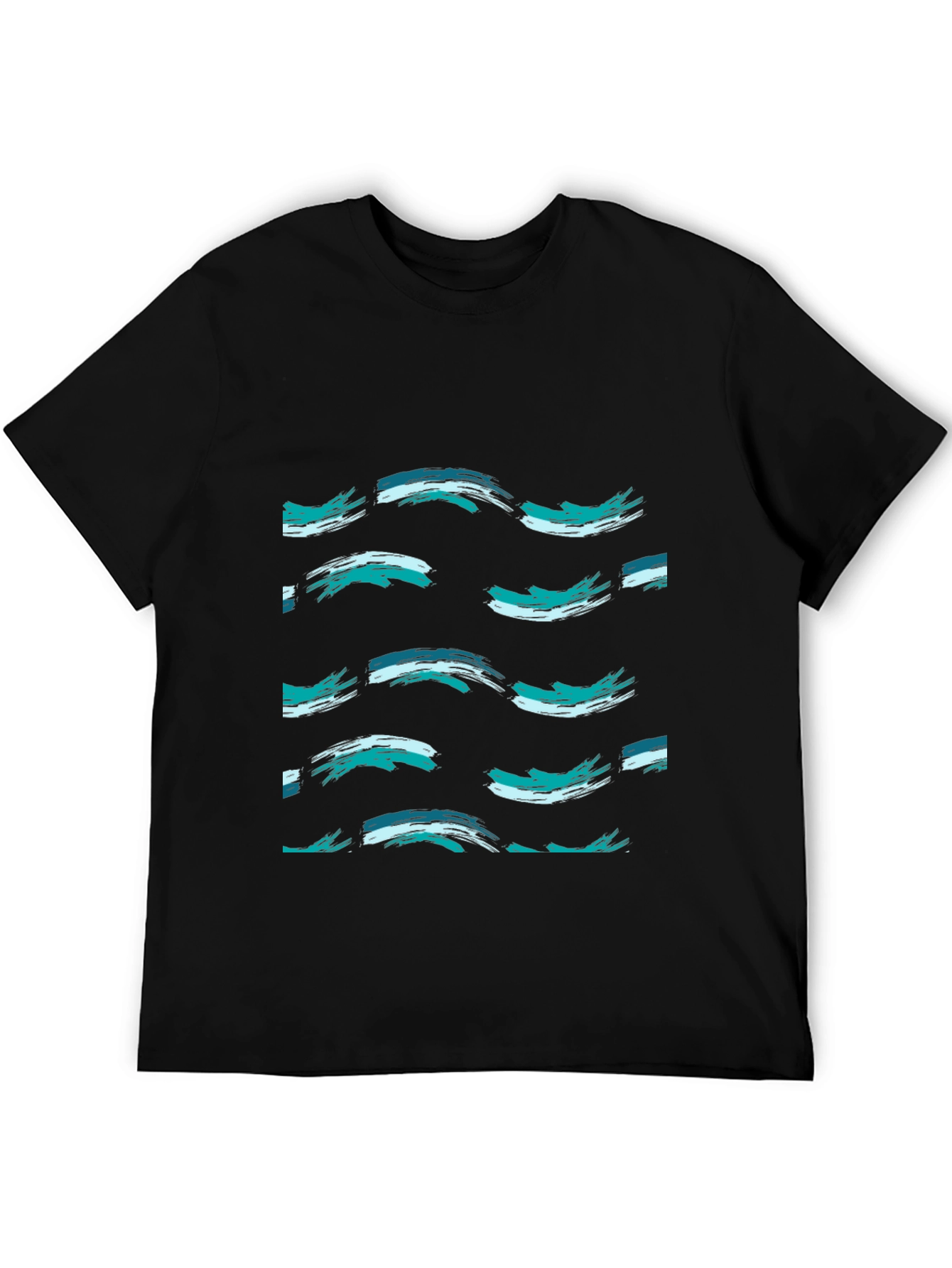 Abstract Wave Pattern Black T-Shirt
