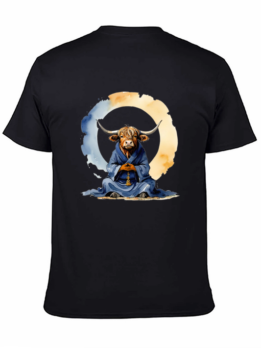 Meditating Highland Cow T-Shirt - Zen Bull Tee