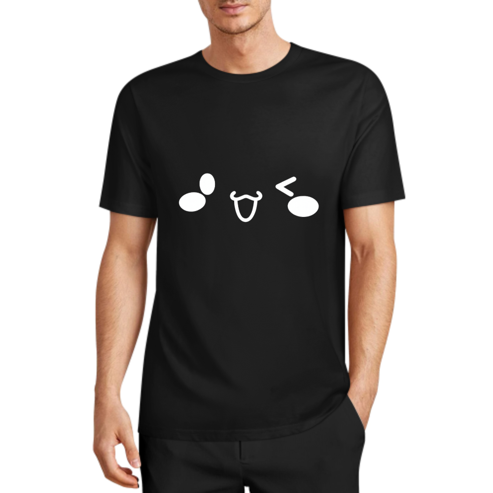 Cute Kawaii Face T-Shirt | Minimal Anime Emoji Graphic Tee(z126)