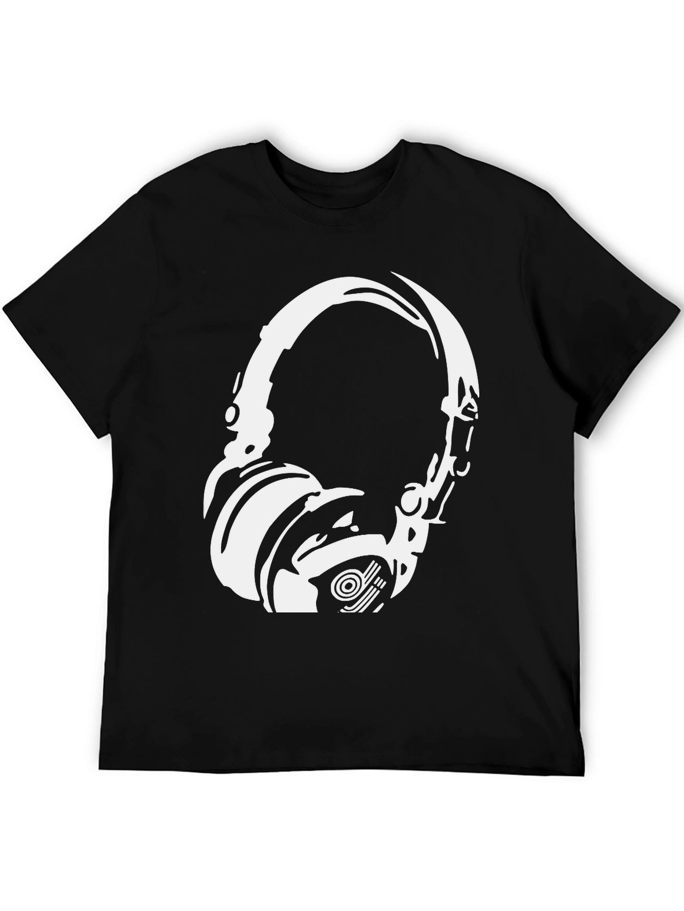Headphone Graphic Tee - Black Cotton Blend