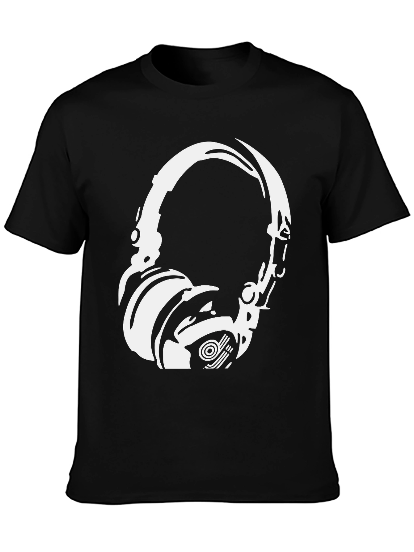 Headphone Graphic Tee - Black Cotton Blend