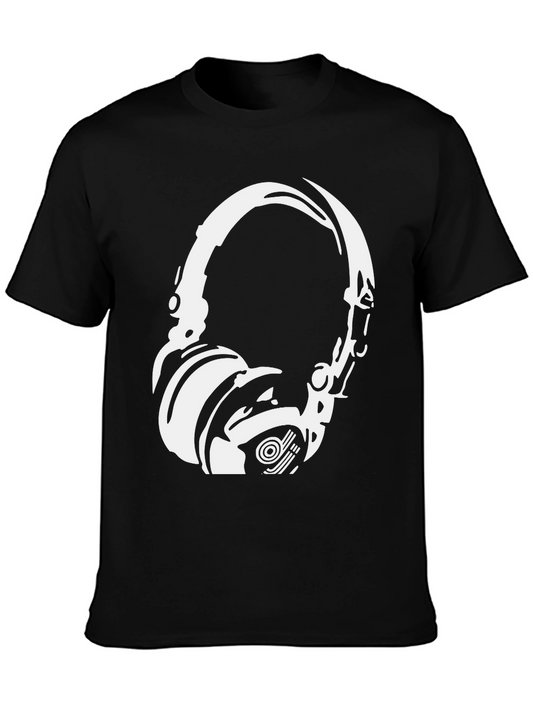 Headphone Graphic Tee - Black Cotton Blend
