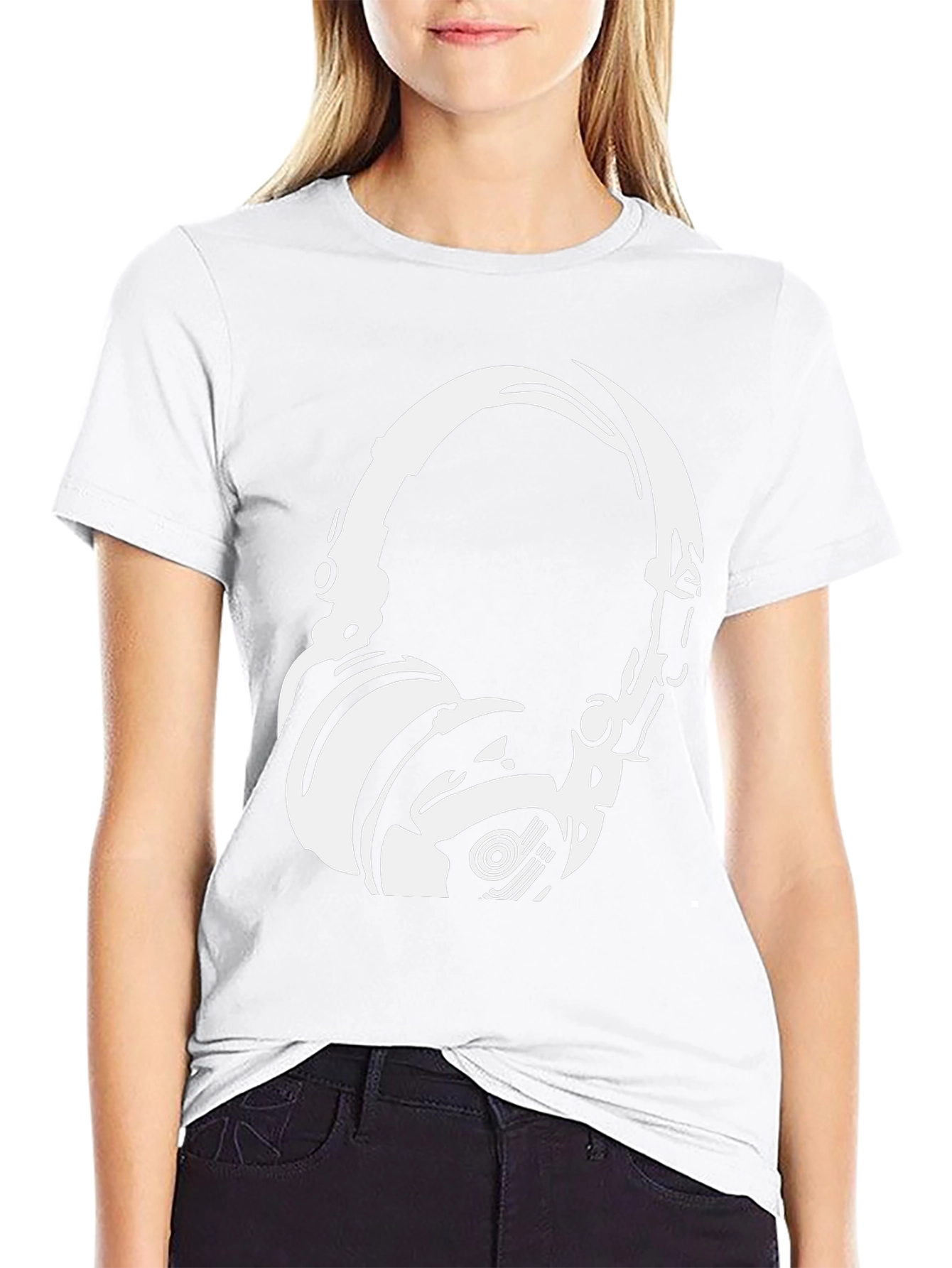 Headphone Graphic Tee - Black Cotton Blend