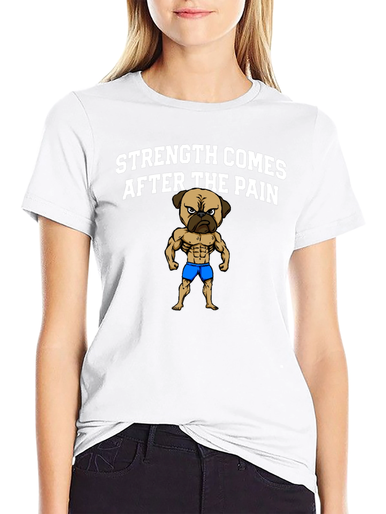 Strength After Pain Pug Muscle T-Shirt