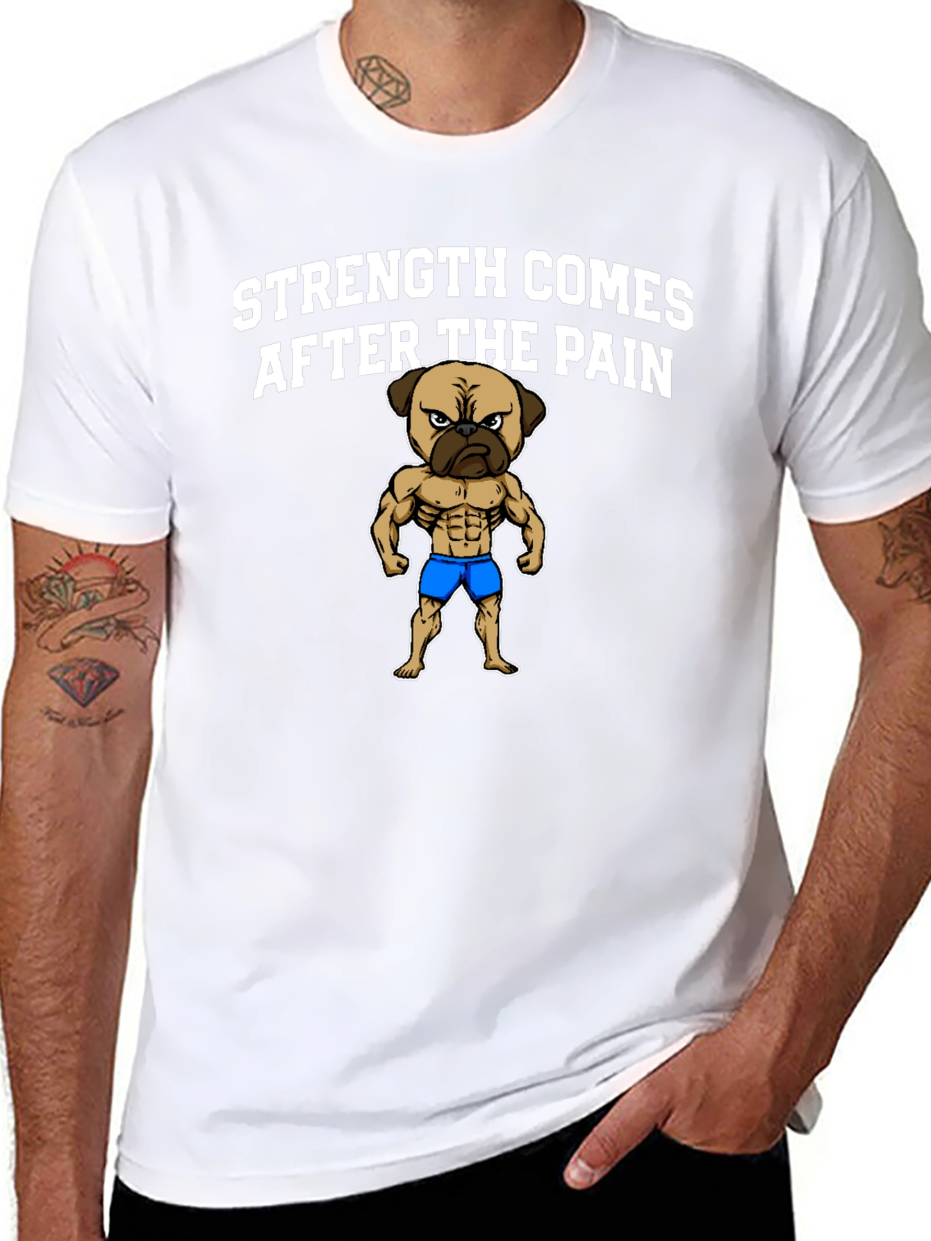 Strength After Pain Pug Muscle T-Shirt