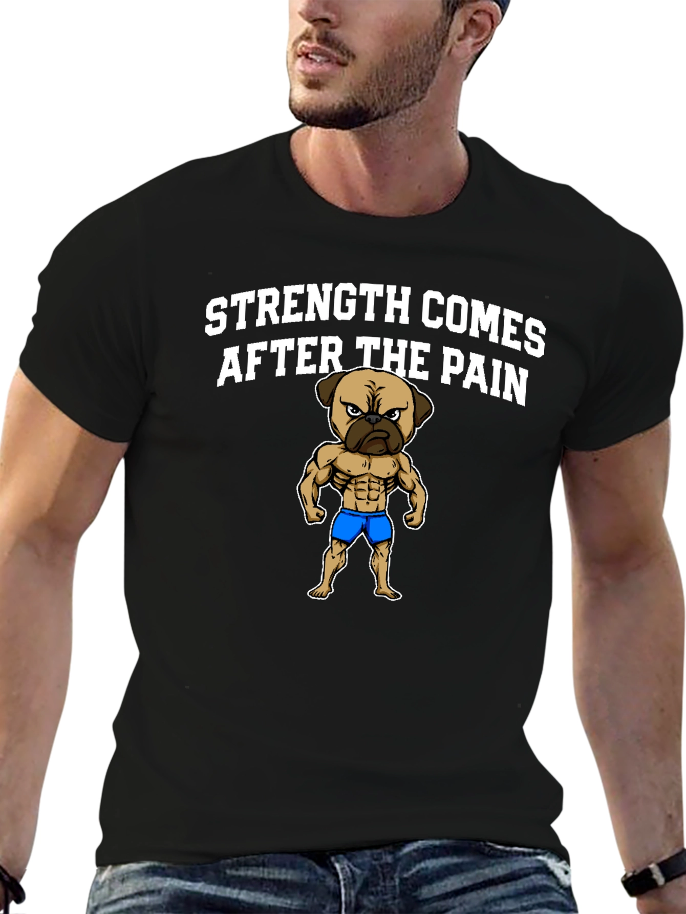 Strength After Pain Pug Muscle T-Shirt