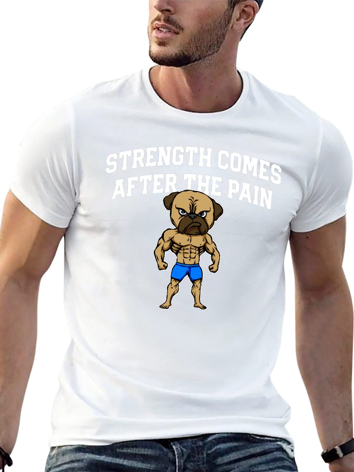 Strength After Pain Pug Muscle T-Shirt