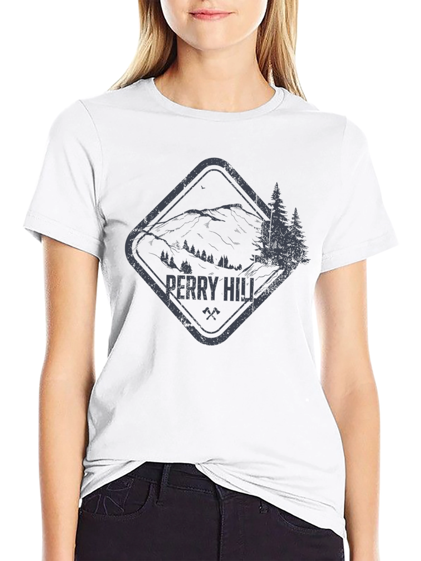 Perry Hill Mountain Graphic Tee - Black Cotton T-Shirt