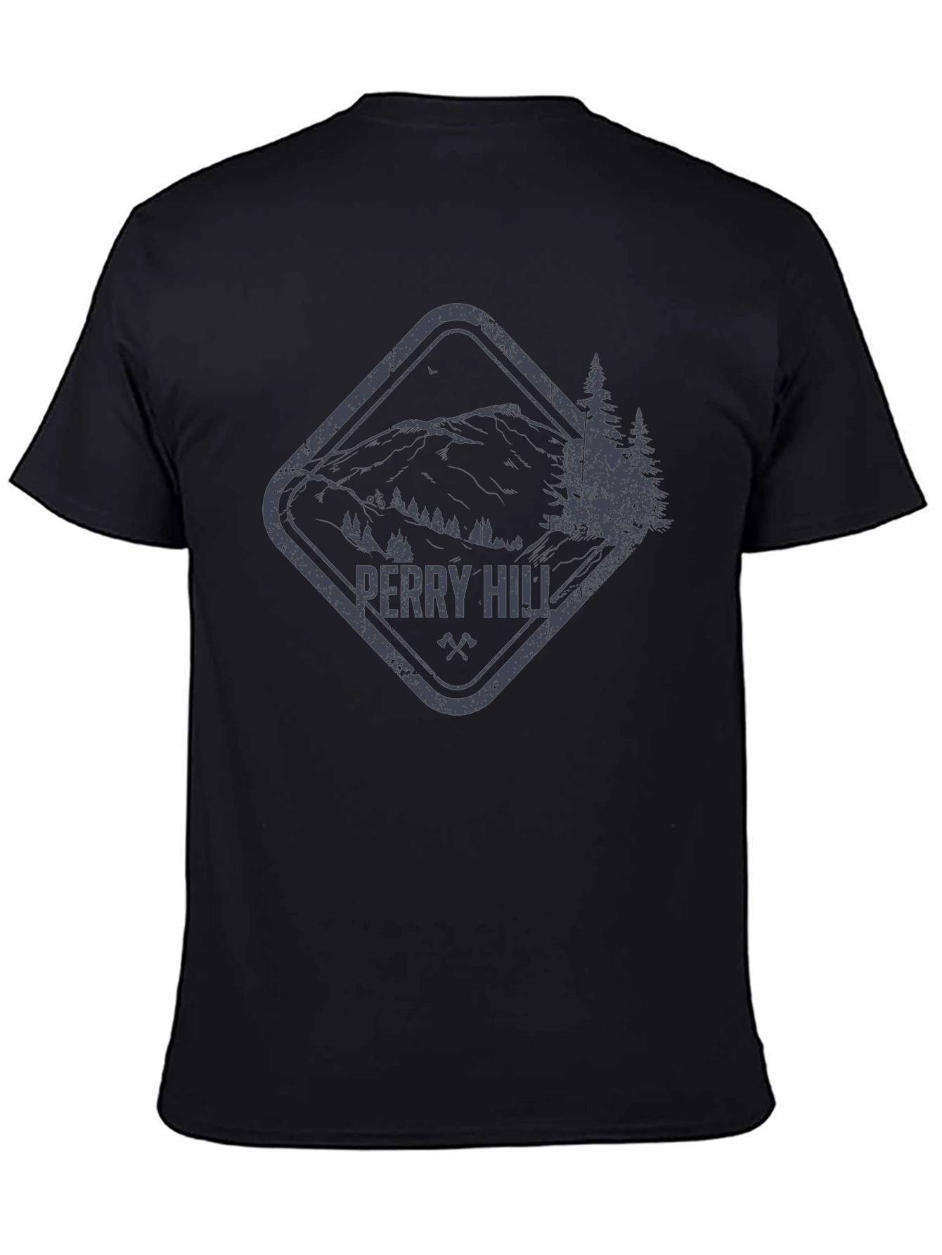 Perry Hill Mountain Graphic Tee - Black Cotton T-Shirt