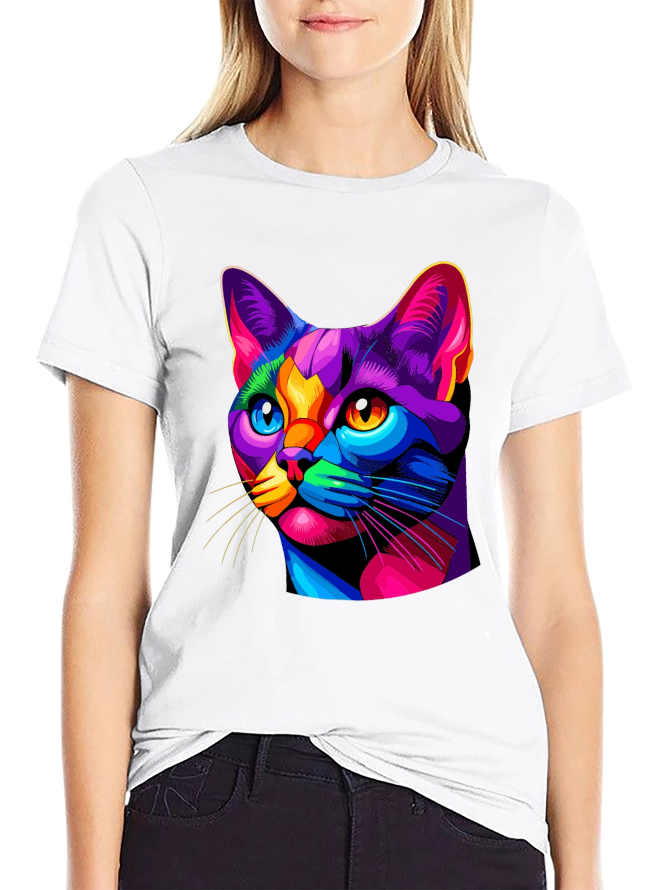Vibrant Cat Graphic T-Shirt