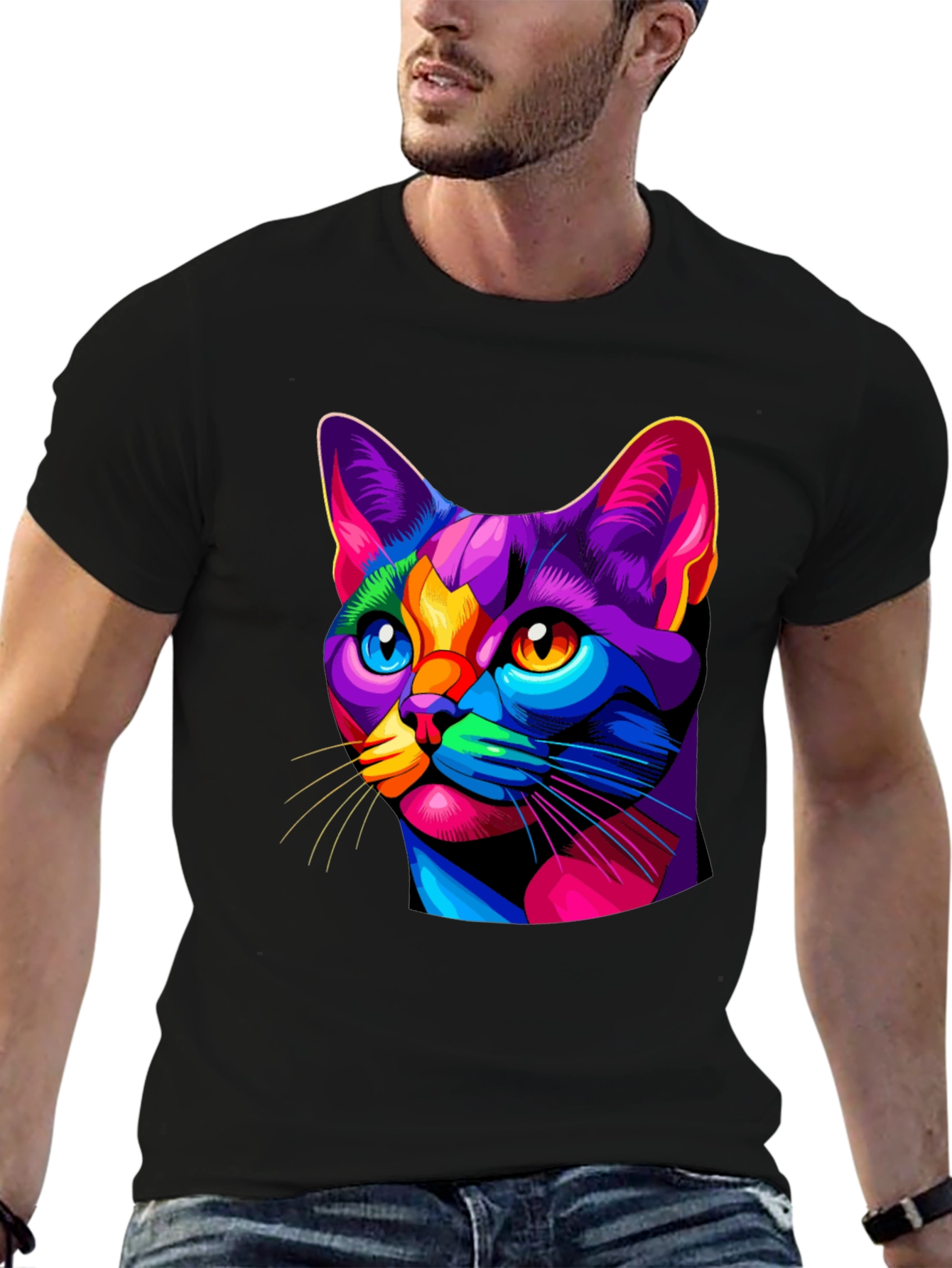 Vibrant Cat Graphic T-Shirt