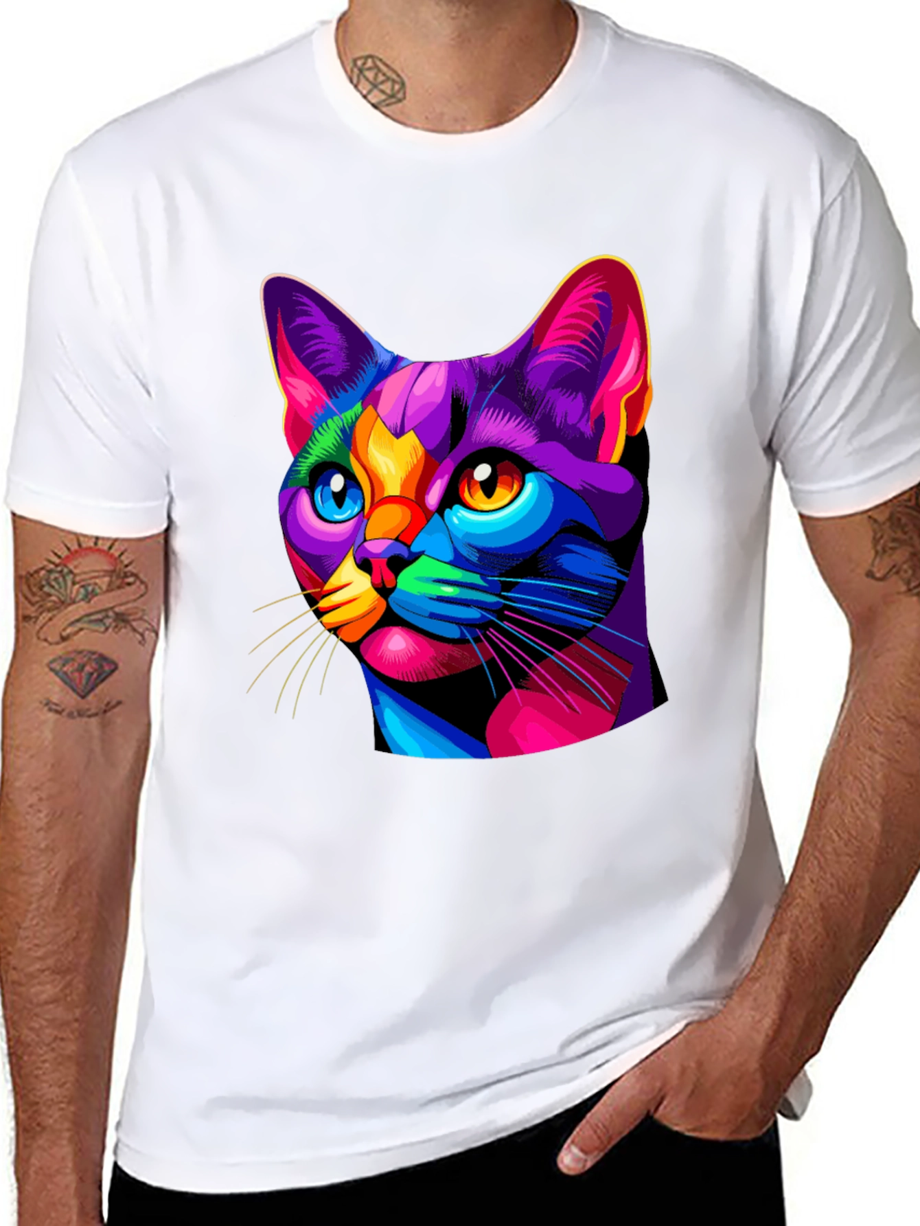 Vibrant Cat Graphic T-Shirt