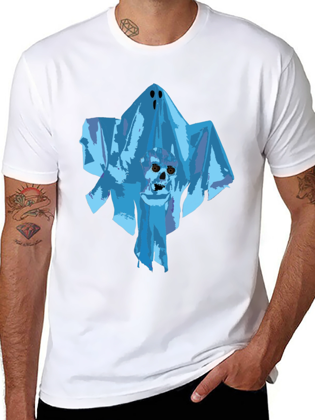 Ghost Skull Graphic Tee - Black Unisex T-Shirt