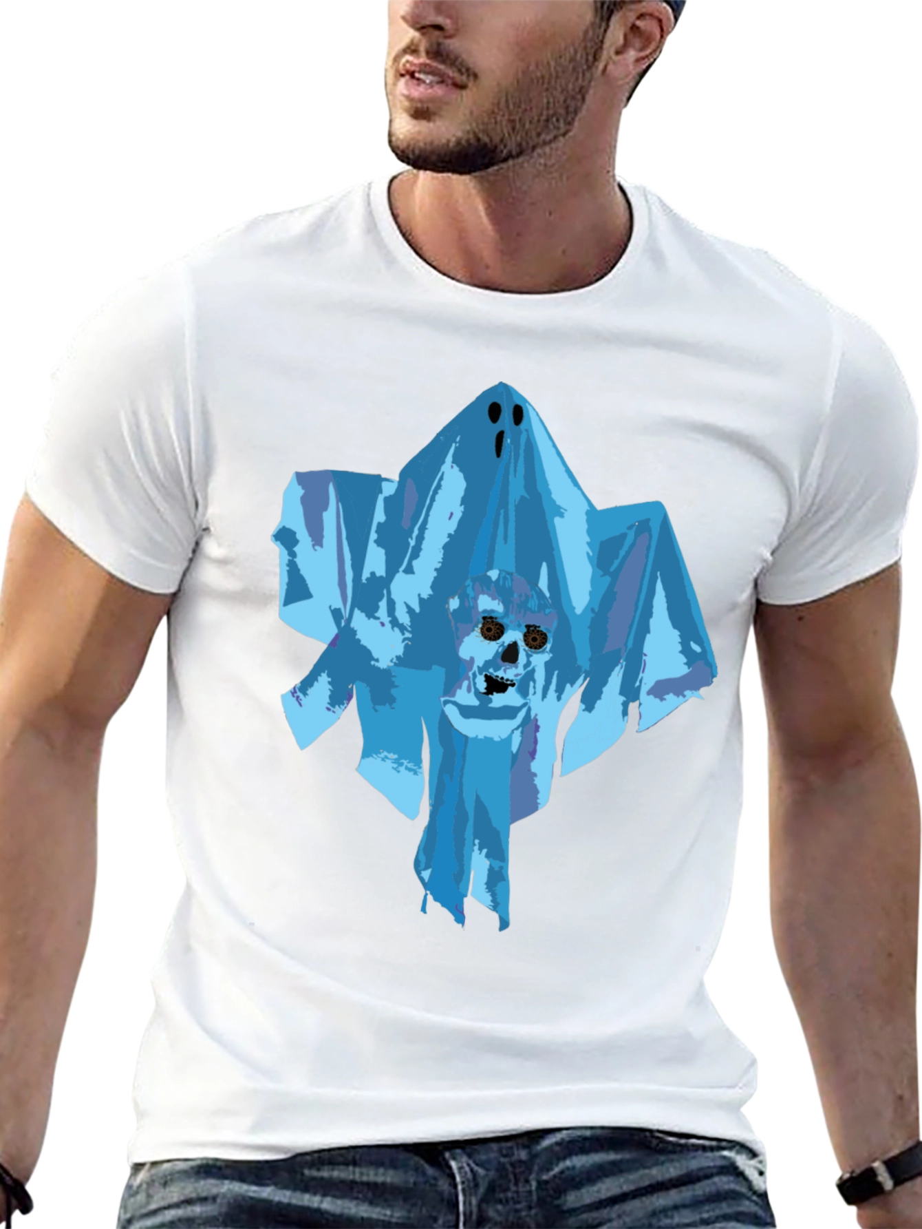 Ghost Skull Graphic Tee - Black Unisex T-Shirt