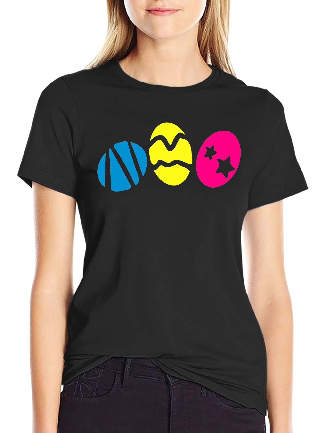 Easter Eggs Graphic Black T-Shirt - Fun Holiday Tee