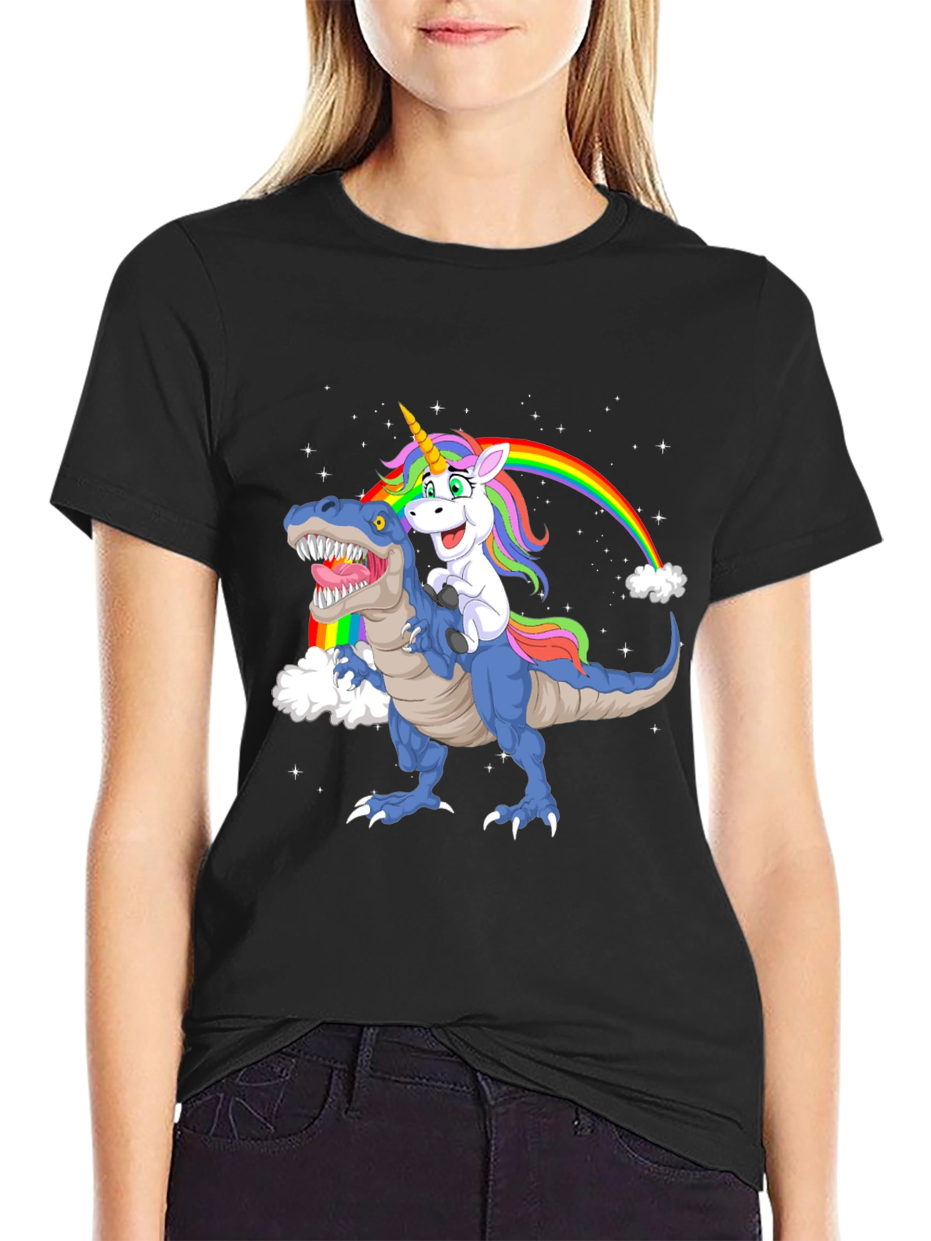 Unicorn Riding Dino Graphic Tee