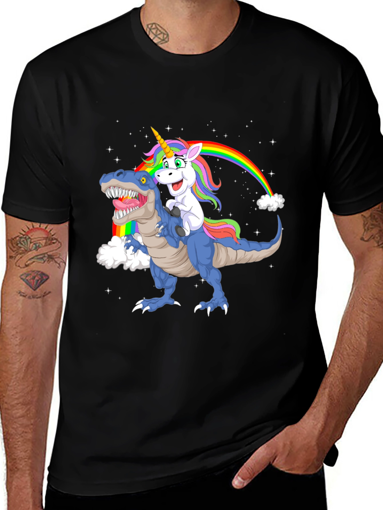 Unicorn Riding Dino Graphic Tee