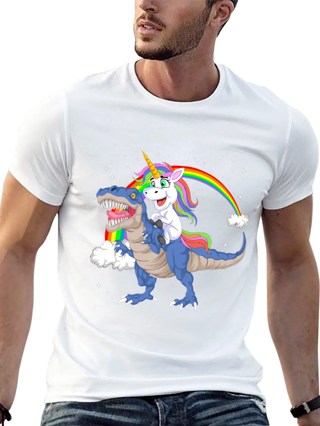 Unicorn Riding Dino Graphic Tee