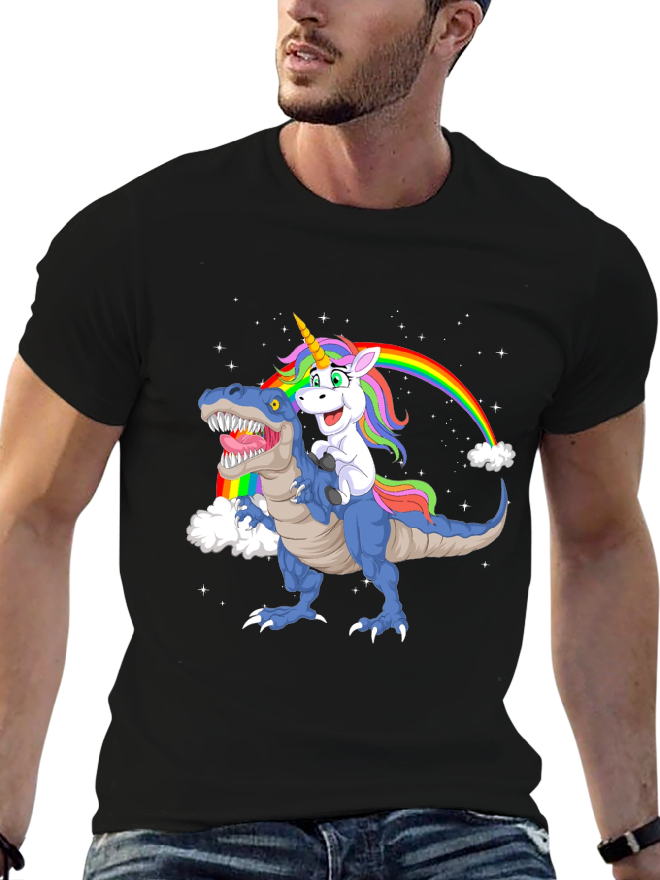 Unicorn Riding Dino Graphic Tee