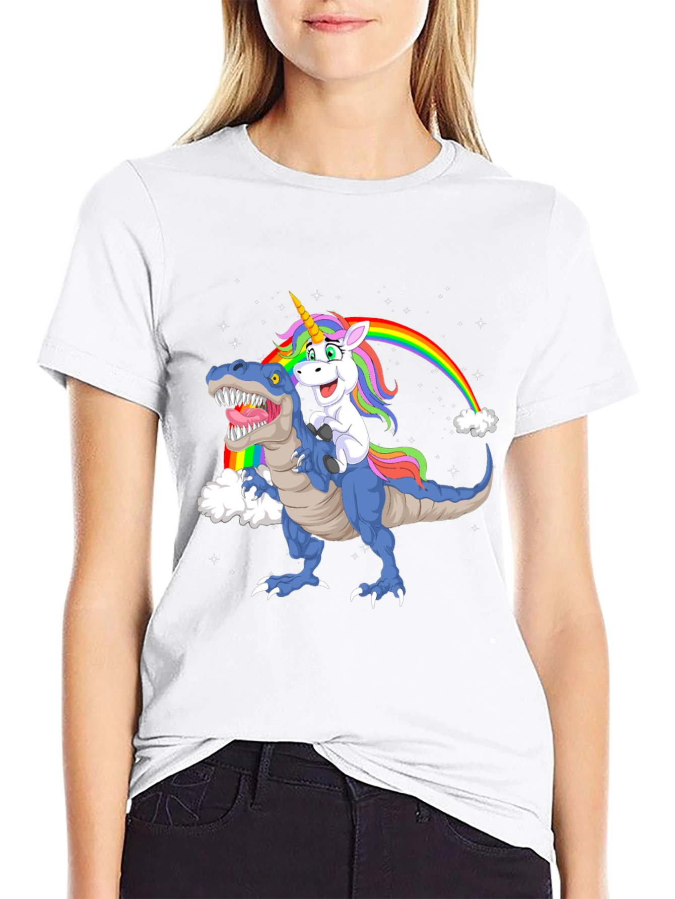 Unicorn Riding Dino Graphic Tee