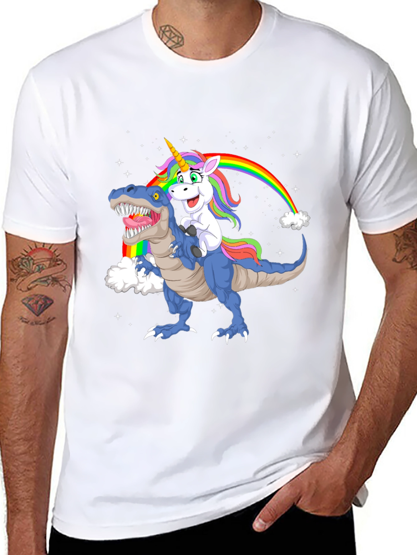 Unicorn Riding Dino Graphic Tee