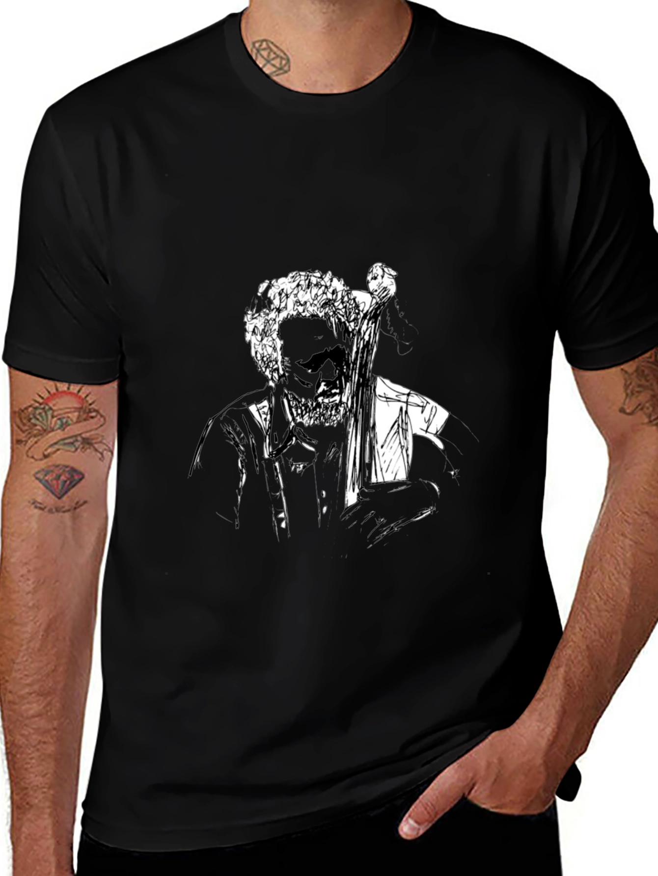 Black Graphic Tee - Bassist Design
