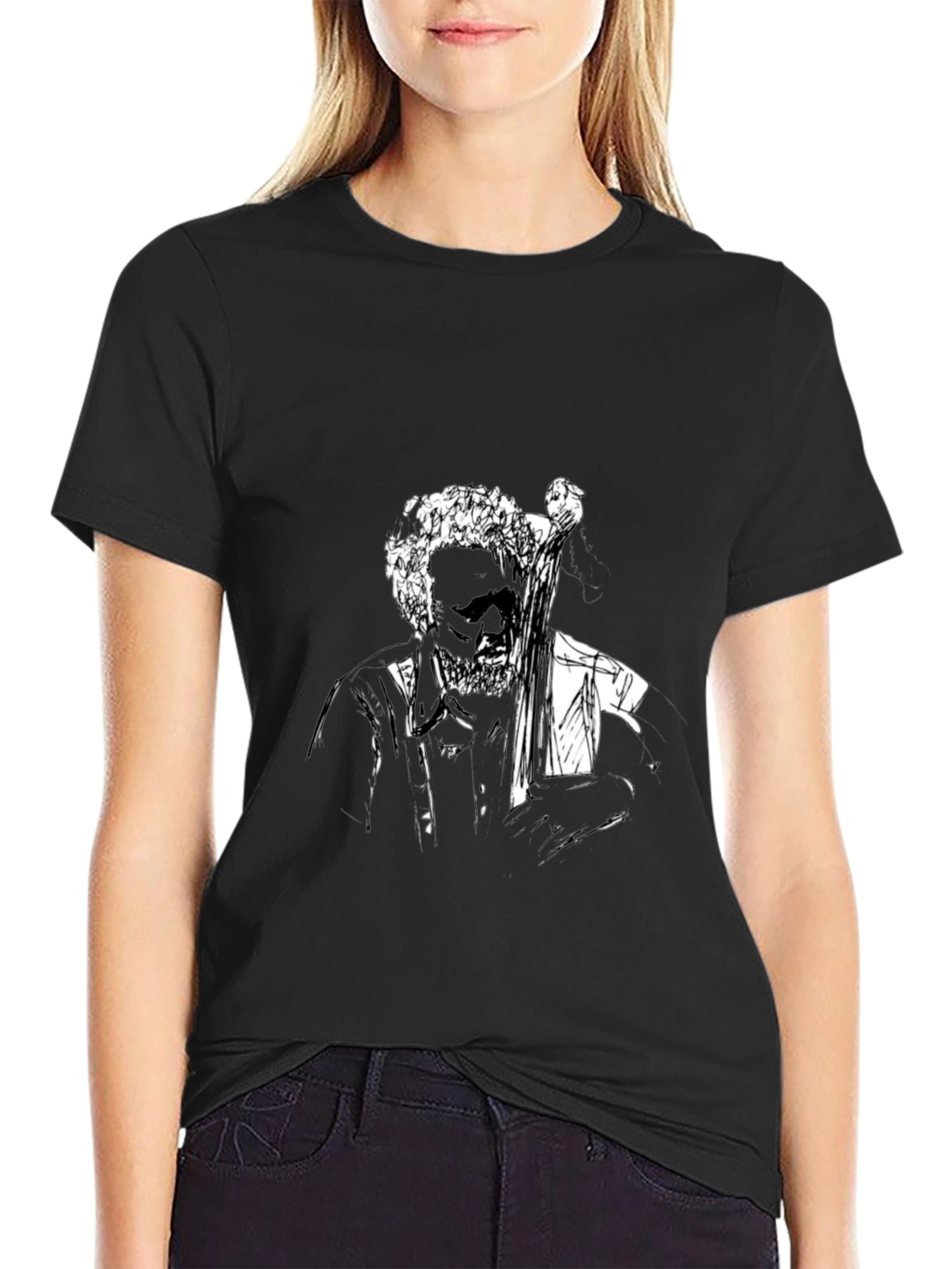 Black Graphic Tee - Bassist Design