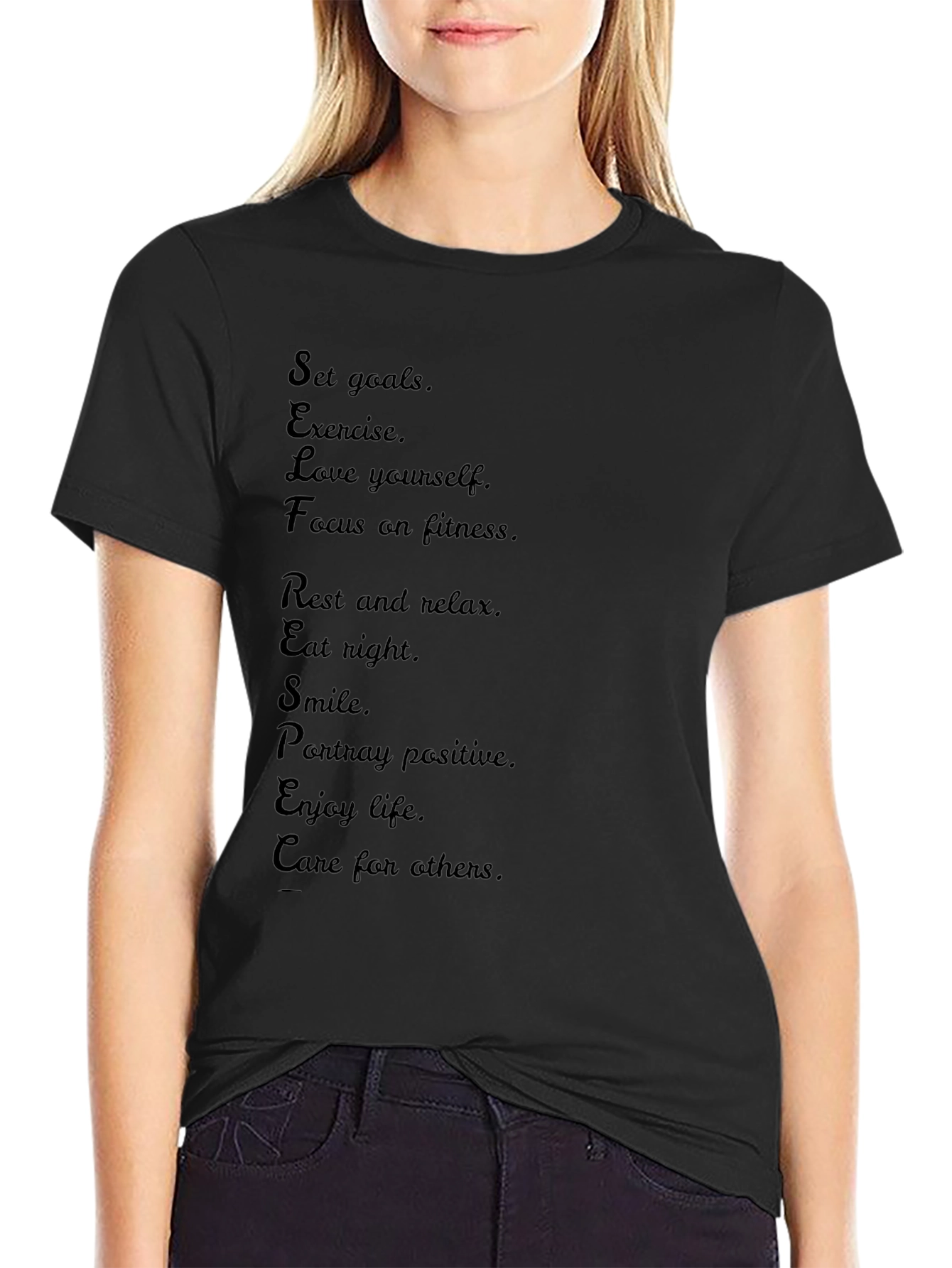 Motivational Black T-Shirt: Self-Care Edition
