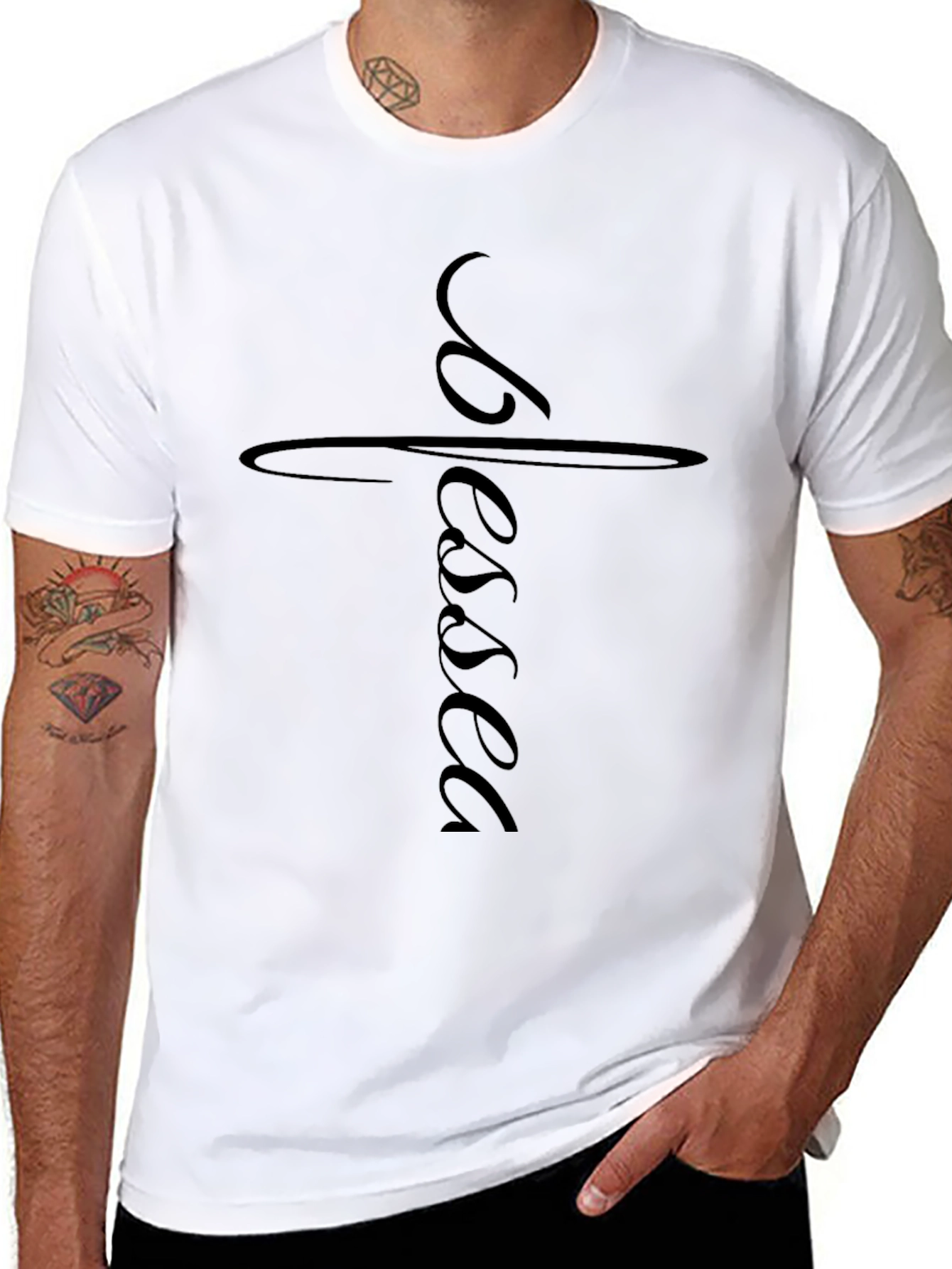 Blessed Cross Graphic Tee - Black