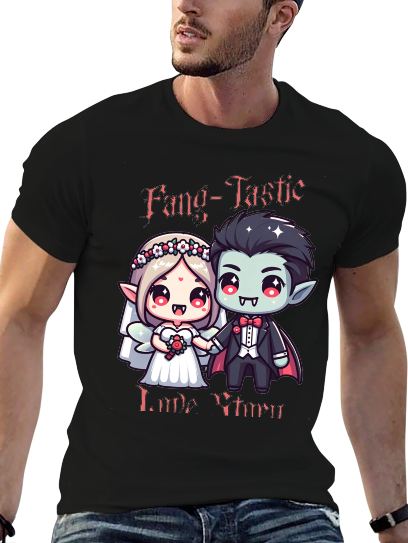 Fang-Tastic Vampire Couple Graphic Tee