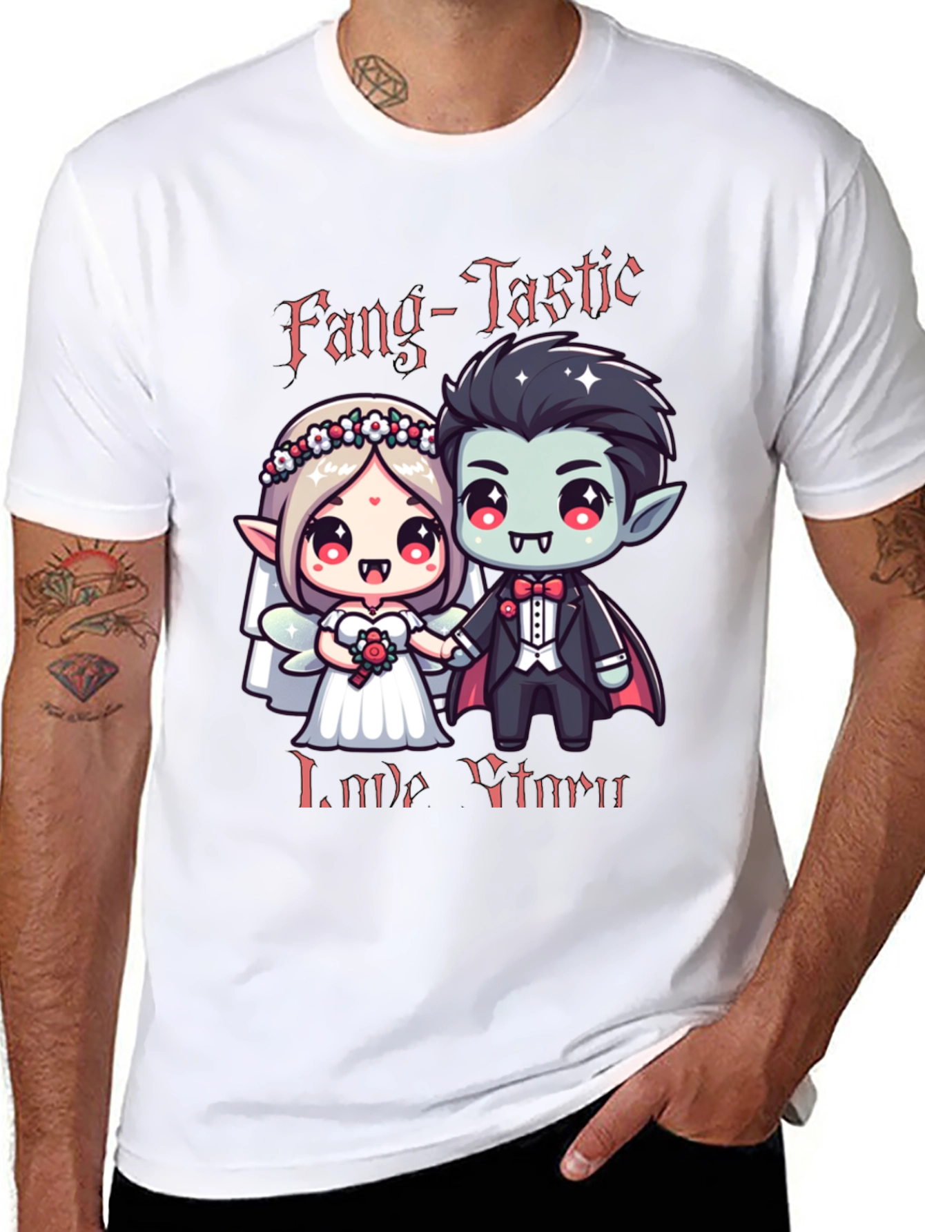 Fang-Tastic Vampire Couple Graphic Tee