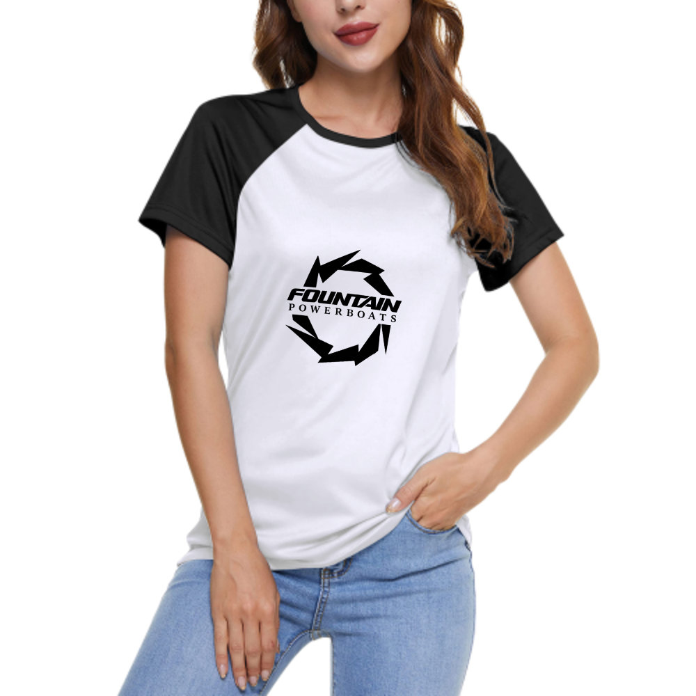 Fountain Powerboats Graphic Women's Raglan T-Shirt | Racing Style Cotton Streetwear Tee(z107)