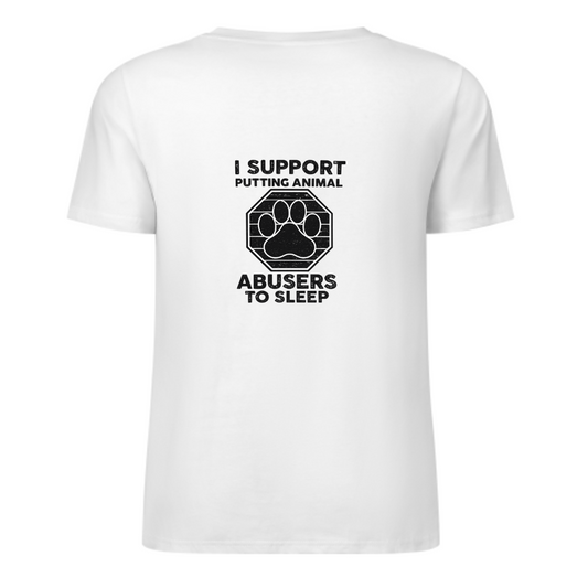 Vintage Animal Lover Graphic Tee – “I Support Putting Animal Abusers To Sleep” Funny Rescue Shirt(z136)