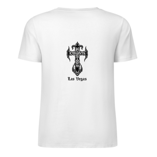 Counts Kustoms Las Vegas Gothic Cross Graphic Tee – Vintage Biker Style Shirt(z140)