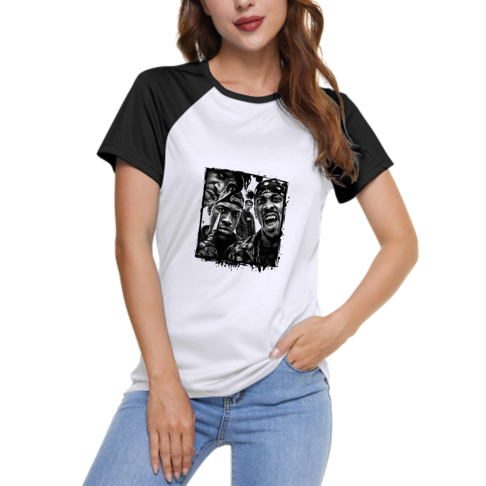 Vintage Hip Hop Graphic Women's Raglan T-Shirt | Urban Streetwear Cotton Tee(z106)
