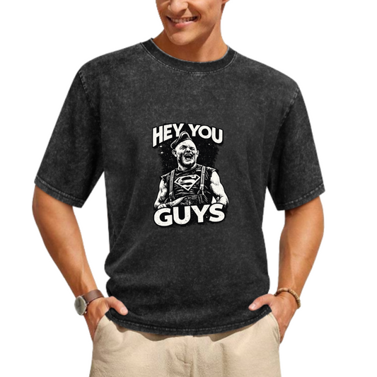 Hey You Guys Vintage Washed Graphic T-Shirt | Funny Retro Streetwear Tee(z115)