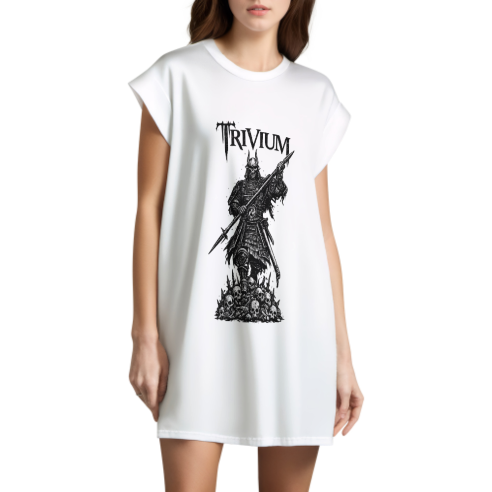 Trivium Samurai Skull Graphic T-Shirt – Heavy Metal Warrior Band Style Tee(z158)