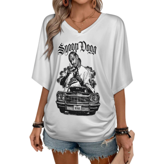 Snoop Dogg Vintage Graphic V-Neck T-Shirt – Retro Hip Hop Streetwear Women’s Tee(z150)