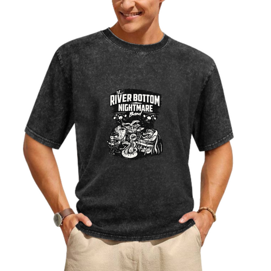 River Bottom Nightmare Band Vintage Washed T-Shirt | Retro Cartoon Streetwear Tee(z114)