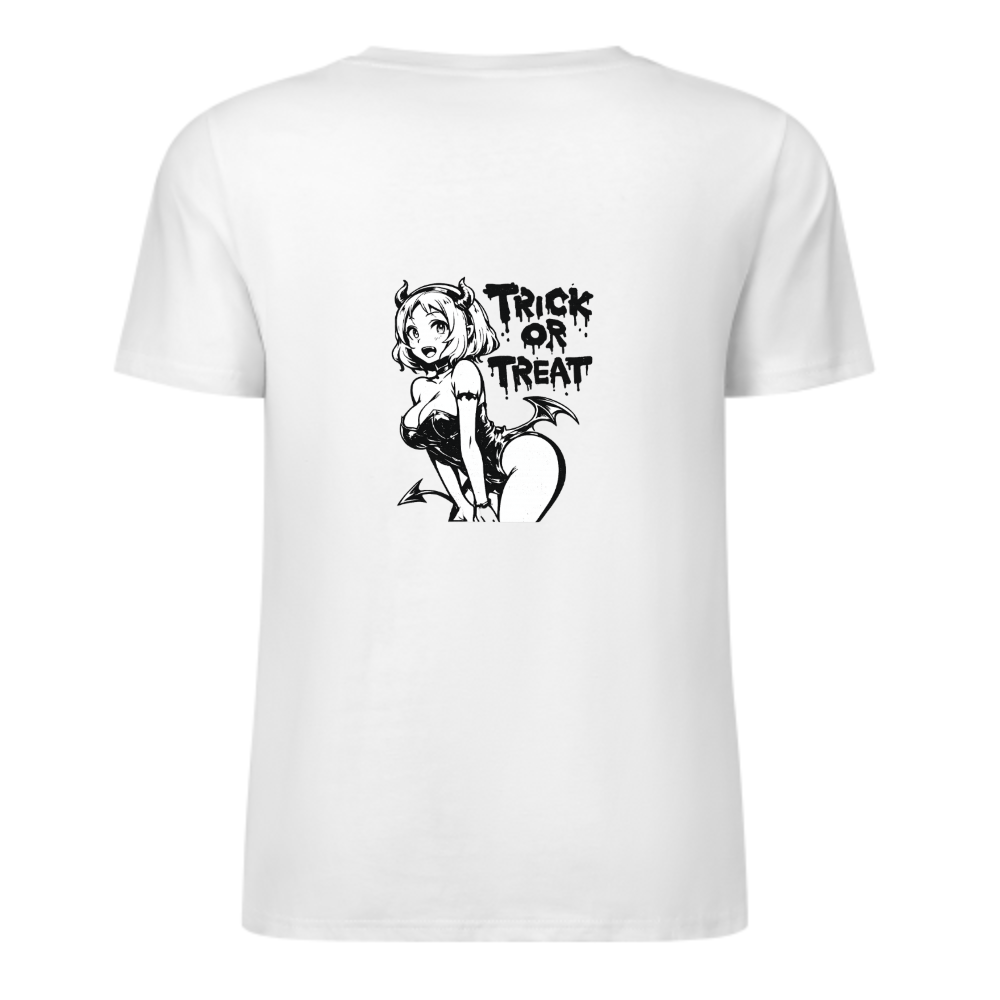 Trick Or Treat Anime Devil Girl Graphic Tee – Cute Halloween Streetwear Shirt(z138)