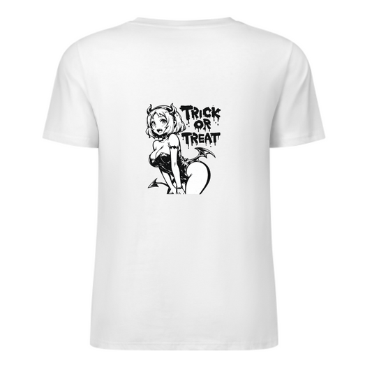 Trick Or Treat Anime Devil Girl Graphic Tee – Cute Halloween Streetwear Shirt(z138)