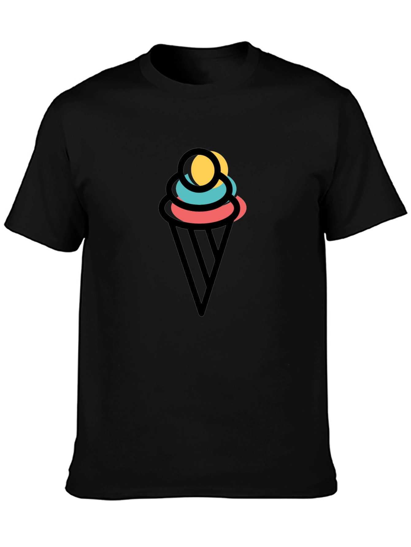 Mens Black Ice Cream Graphic Tee