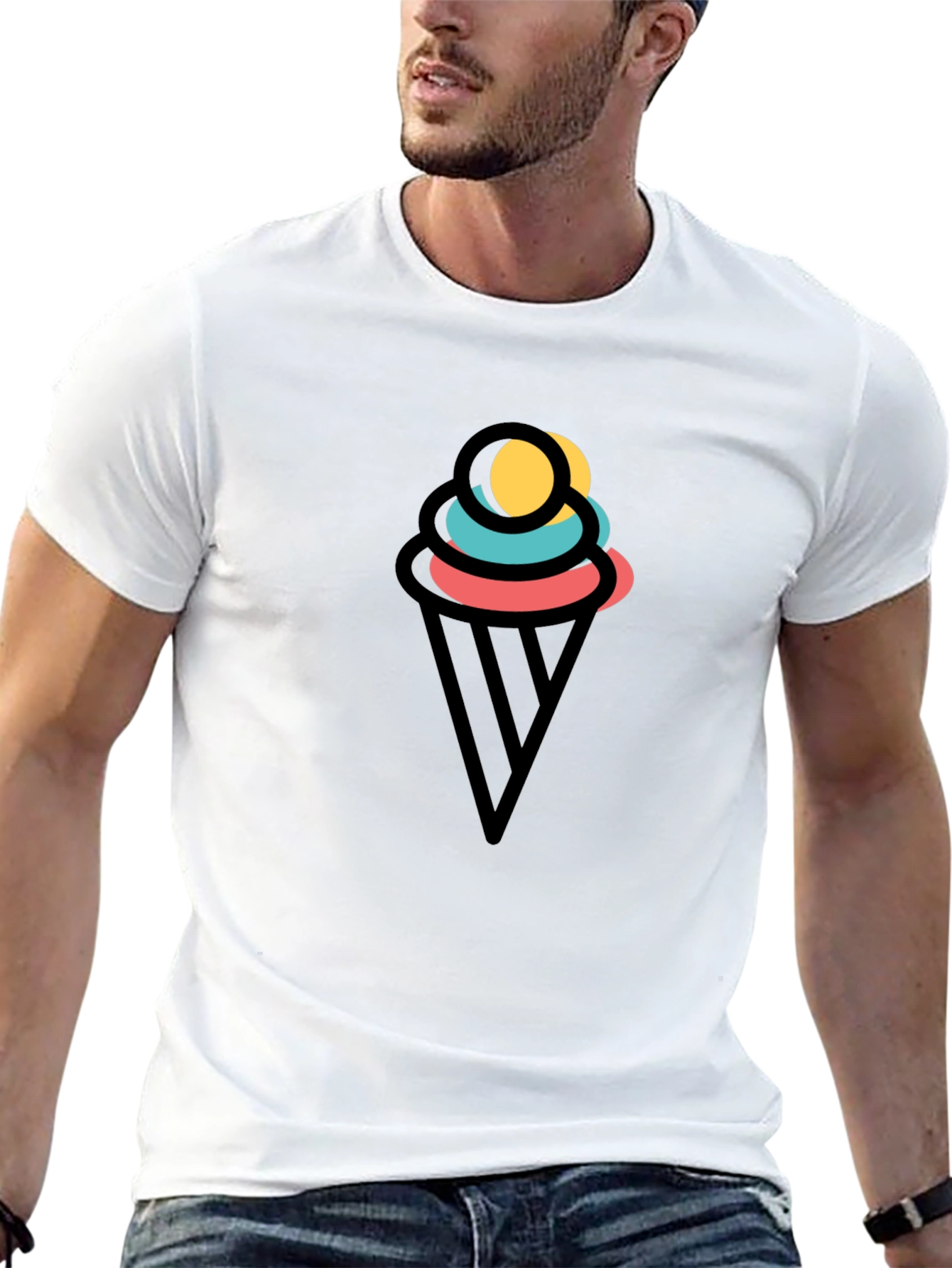 Mens Black Ice Cream Graphic Tee