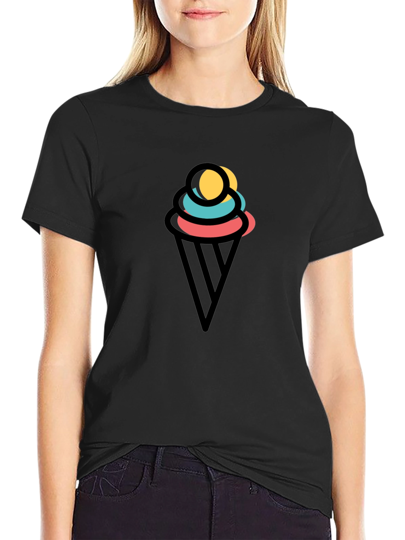 Mens Black Ice Cream Graphic Tee
